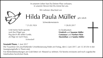 Traueranzeige von Hilda Paula Müller von Neue Presse Coburg