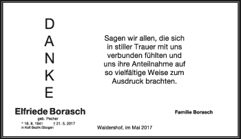 Traueranzeige von Elfriede Borasch von Frankenpost