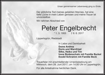 Traueranzeige von Peter Engelbrecht von Frankenpost