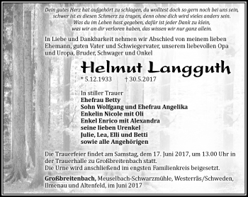 Traueranzeige von Helmut Langguth von 23019