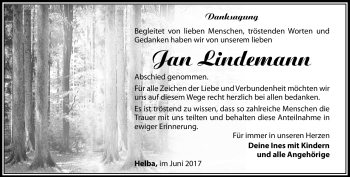 Traueranzeige von Jan Lindemann von Südthüringer Presse