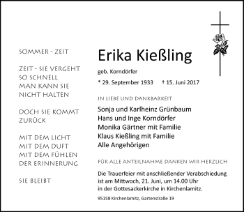Traueranzeige von Erika Kießling von Frankenpost