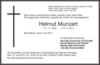 Traueranzeige von Helmut Munzert von Frankenpost