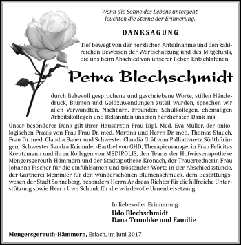 Traueranzeige von Petra Blechschmidt von Südthüringer Presse