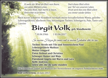 Traueranzeige von Birgit Volk von 26010
