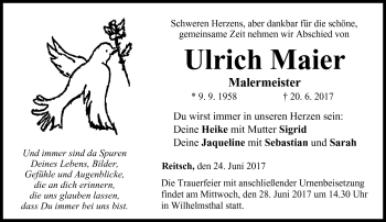 Traueranzeige von Ulrich Maier von Neue Presse Coburg
