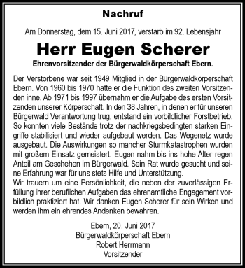 Traueranzeige von Eugen Scherer von Neue Presse Coburg