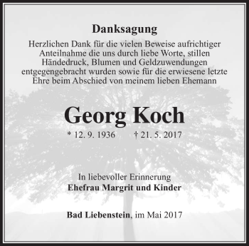 Traueranzeige von Georg Koch von Südthüringer Presse