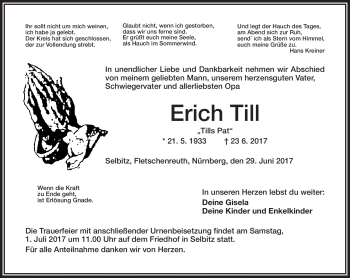 Traueranzeige von Erich Till von Frankenpost
