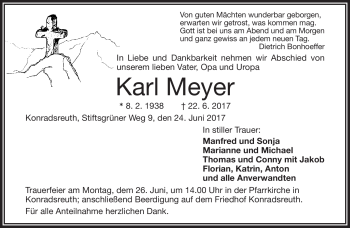 Traueranzeige von Karl Meyer von Frankenpost