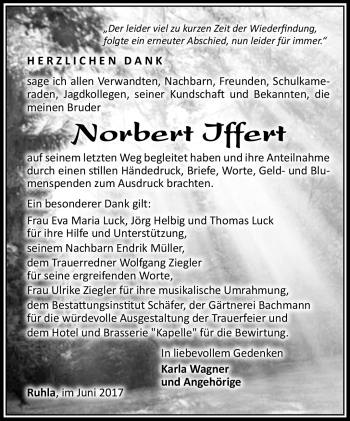 Traueranzeige von Norbert Iffert von Südthüringer Presse
