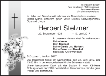 Traueranzeige von Herbert Stelzner von Neue Presse Coburg
