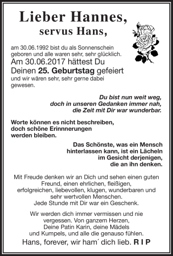 Traueranzeige von Hannes Na von Frankenpost