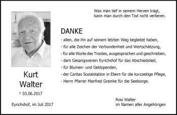 Traueranzeige von Kurt Walter von Neue Presse Coburg