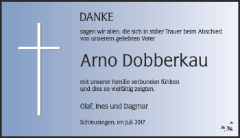 Traueranzeige von Arno Dobberkau von Südthüringer Presse