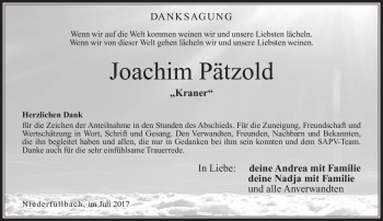 Traueranzeige von Joachim Pätzold von Neue Presse Coburg