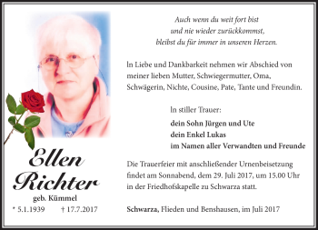 Traueranzeige von Ellen Richter von Südthüringer Presse