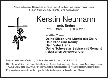 Traueranzeige von Kerstin Neumann von Neue Presse Coburg
