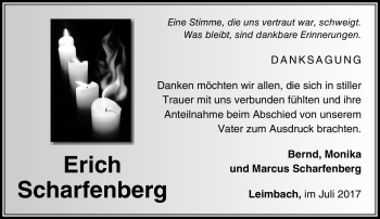Traueranzeige von Erich Scharfenberg von Südthüringer Presse