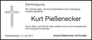 Traueranzeige von Kurt Pießenecker von Neue Presse Coburg