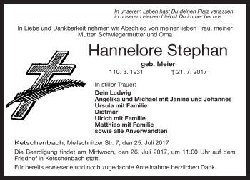 Traueranzeige von Hannelore Stephan von Neue Presse Coburg