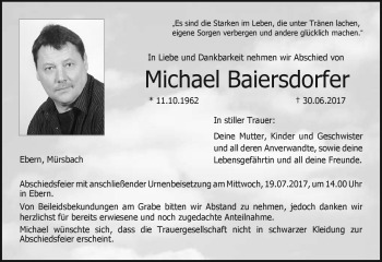 Traueranzeige von Michael Baiersdorfer von Neue Presse Coburg