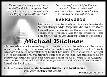 Traueranzeige von Michael Büchner von Südthüringer Presse