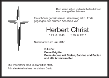 Traueranzeige von Herbert Christ von Frankenpost