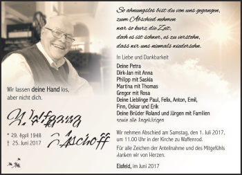 Traueranzeige von Wolfgang Aschoff von Südthüringer Presse