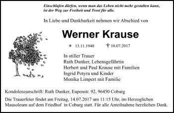Traueranzeige von Werner Krause von Neue Presse Coburg