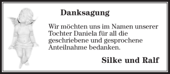 Traueranzeige von Daniela n.a. von Südthüringer Presse