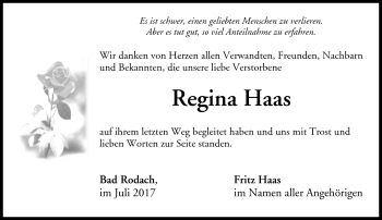 Traueranzeige von Regina Haas von Neue Presse Coburg
