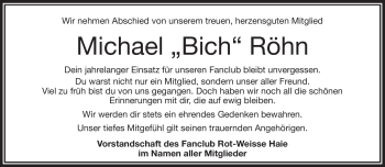 Traueranzeige von Michael Röhn von Frankenpost