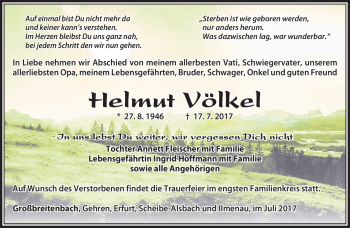 Traueranzeige von Helmut Völkel von Südthüringer Presse