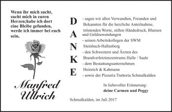 Traueranzeige von Manfred Ullrich von Südthüringer Presse