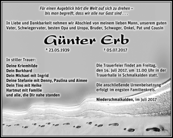 Traueranzeige von Günter Erb von Südthüringer Presse