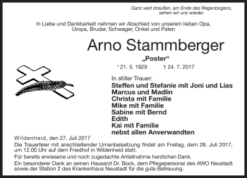 Traueranzeige von Arno Stammberger von Neue Presse Coburg