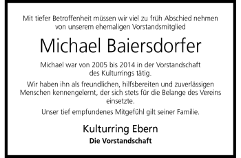 Traueranzeige von Michael Baiersdorfer von Neue Presse Coburg