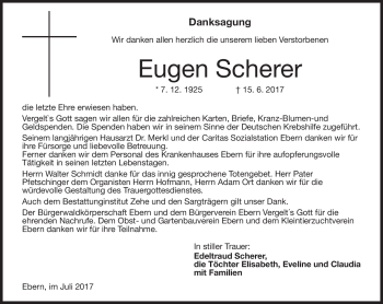 Traueranzeige von Eugen Scherr von Neue Presse Coburg