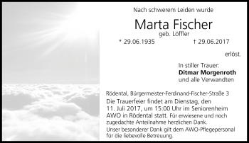 Traueranzeige von Marta Fischer von Neue Presse Coburg