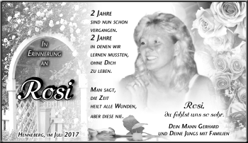 Traueranzeige von Rosi Schilling von Südthüringer Presse