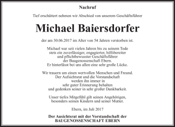 Traueranzeige von Michael Baiersdorfer von Neue Presse Coburg