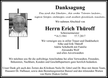 Traueranzeige von Erich Thüroff von Frankenpost