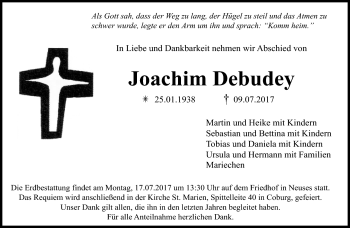Traueranzeige von Joachim Debudey von Neue Presse Coburg