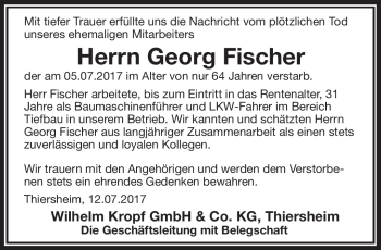 Traueranzeige von Georg Fischer von Frankenpost