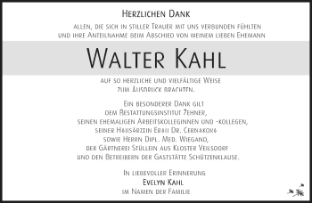 Traueranzeige von Walter Kahl von Südthüringer Presse