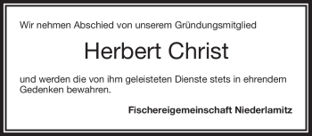 Traueranzeige von Herbert Christ von Frankenpost