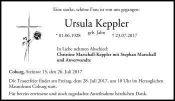 Traueranzeige von Ursula Keppler von Neue Presse Coburg