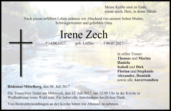 Traueranzeige von Irene Zech von Neue Presse Coburg