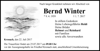 Traueranzeige von Bernd Winter von Neue Presse Coburg